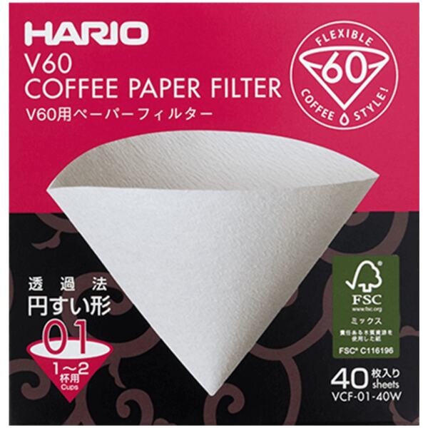 COFFEE PAPER FILTER V60 1-2 CUPS 40 SHEETS - HARIO