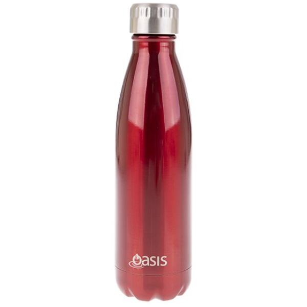 BOTTLE 1LT STAINLESS STEEL RED - OASIS