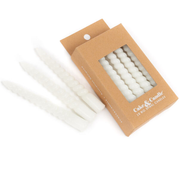 CANDLE SPIRAL WHITE 10PK - CAKE & CANDLES