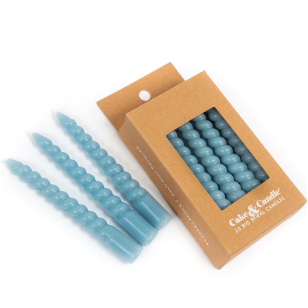 CANDLE SPIRAL BLUE 10PK - CAKE & CANDLE