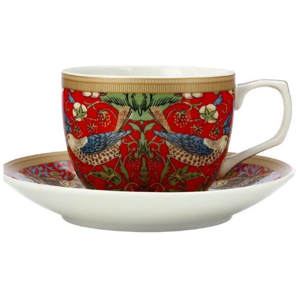 CUP/SAUCER WILLIAM MORRIS STRAWBERRY THIEF RED - MAXWELL & WILLIAMS