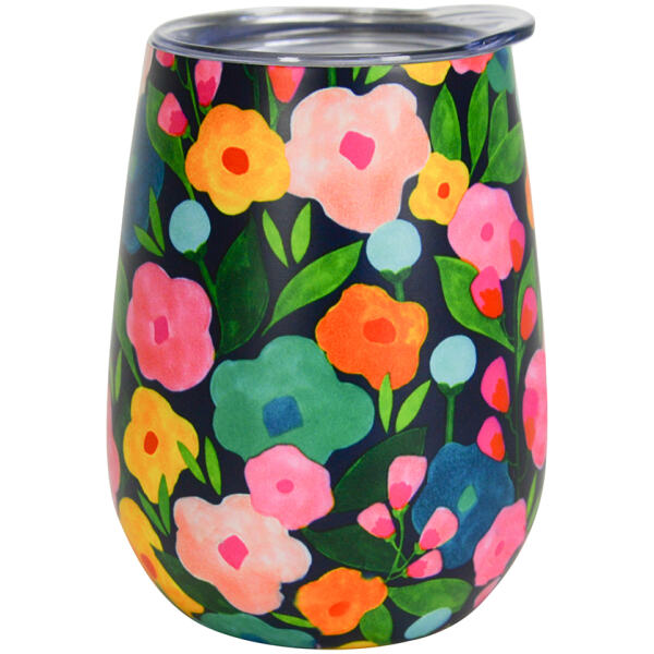 WINE TUMBLER STAINLESS STEEL 295ML SPRING BLOOMS - ANNABEL TRENDS