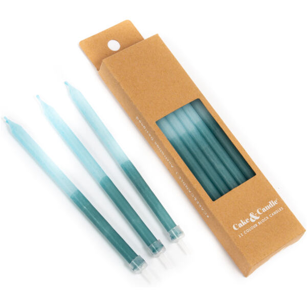 CANDLE SLIM BLUE 12PK - CAKE & CANDLE