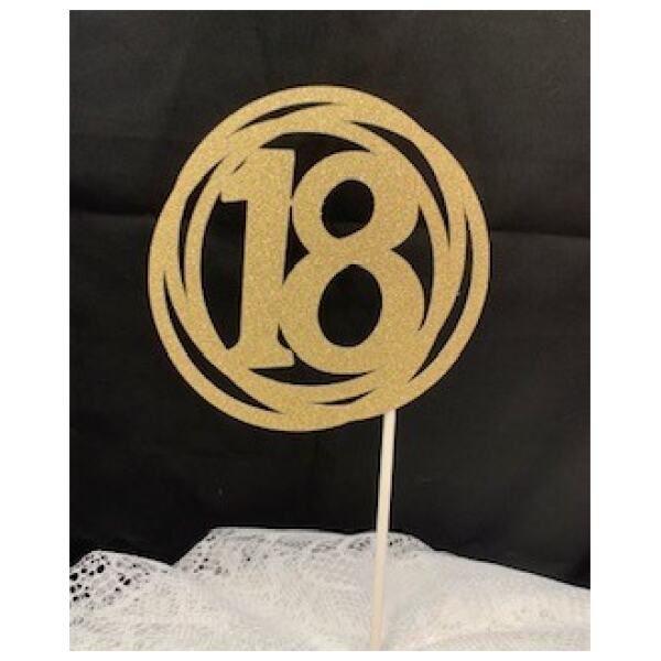 CAKE TOPPER 18 CIRCLE GLITTER GOLD