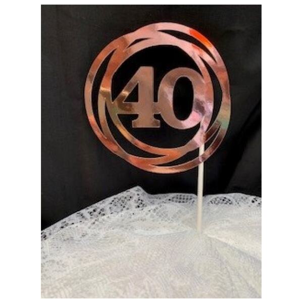 CAKE TOPPER 40 CIRCLE SHINY ROSE GOLD