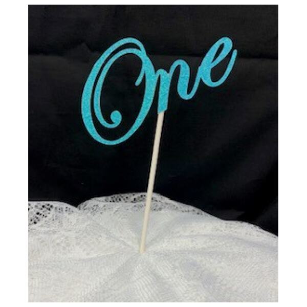 CAKE TOPPER ONE BLUE GLITTER