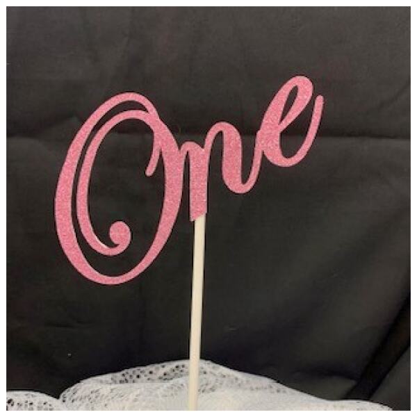 CAKE TOPPER ONE PINK GLITTER