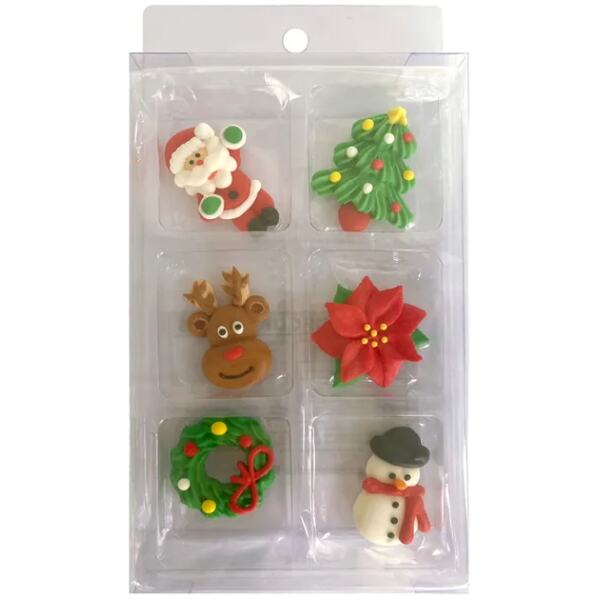 CHRISTMAS SET SUGAR DECORATIONS 6PC - CAKE CRAFT