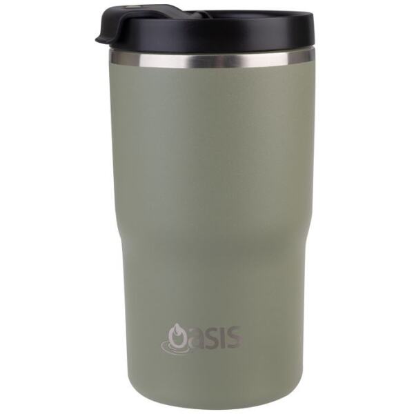 TRAVEL MUG CERAMIC LINED S/S DOUBLE WALL 480ML OLIVE GREEN - OASIS