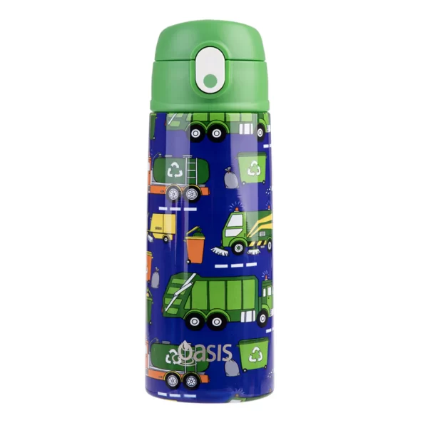 WATER BOTTLE WITH SIPPER 550ML GARBAGE TRUCK - OASIS